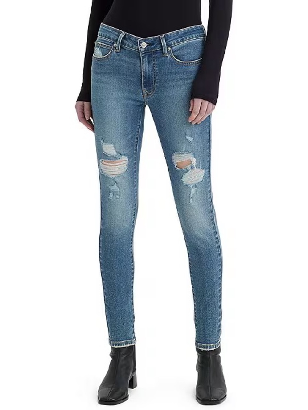 Levi's 711 Skinny Light Blue Distressed Skinny Jeans 26x28 NWT